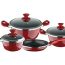 Bateria De Cocina Magefesa Coral 7 Piezas Roja
